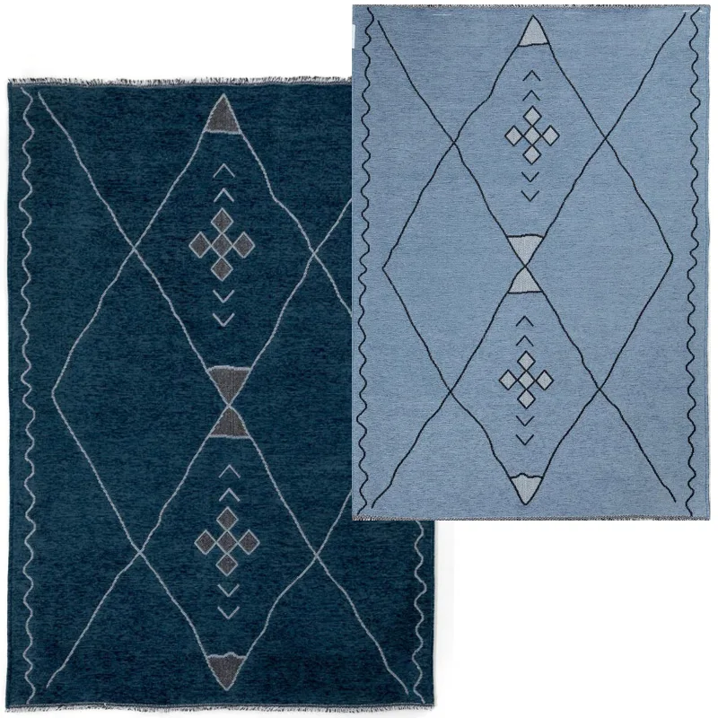 Χαλί Κιλίμι 2 Όψεων Scandy 0111 D.Blue-L.Blue 80x150